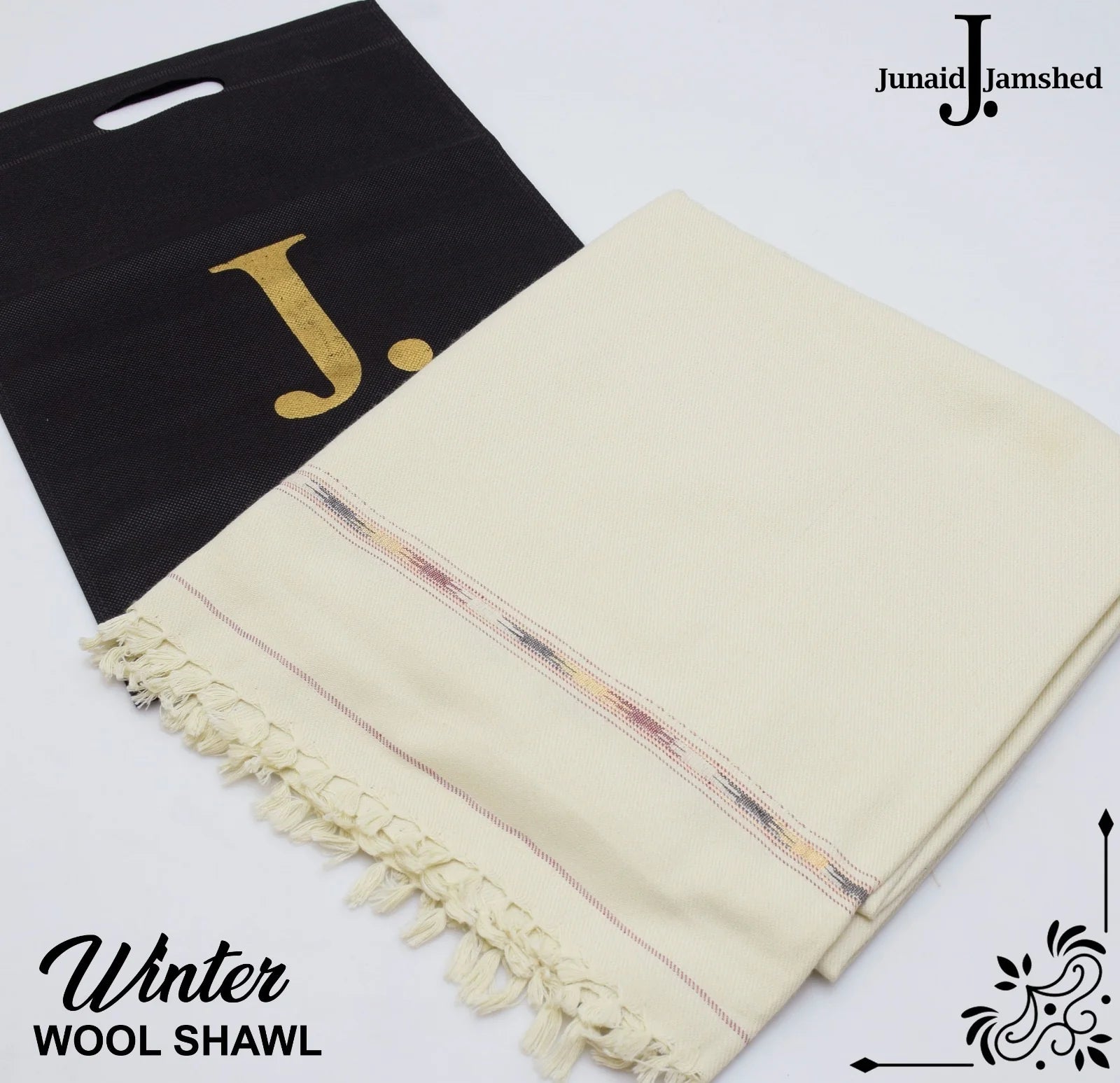 J. Premium Men’s shawl with beg packing (cream)
