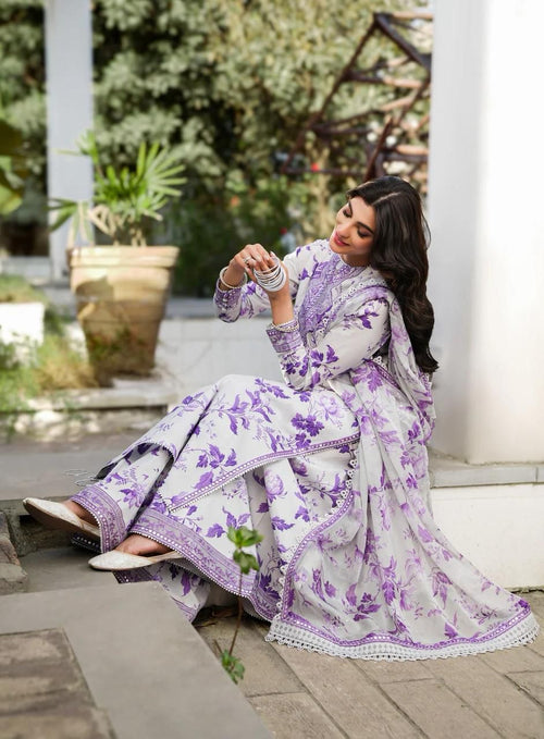 Aneela's Embroidered & Printed Lawn 3 Piece Dress - (HR0078)