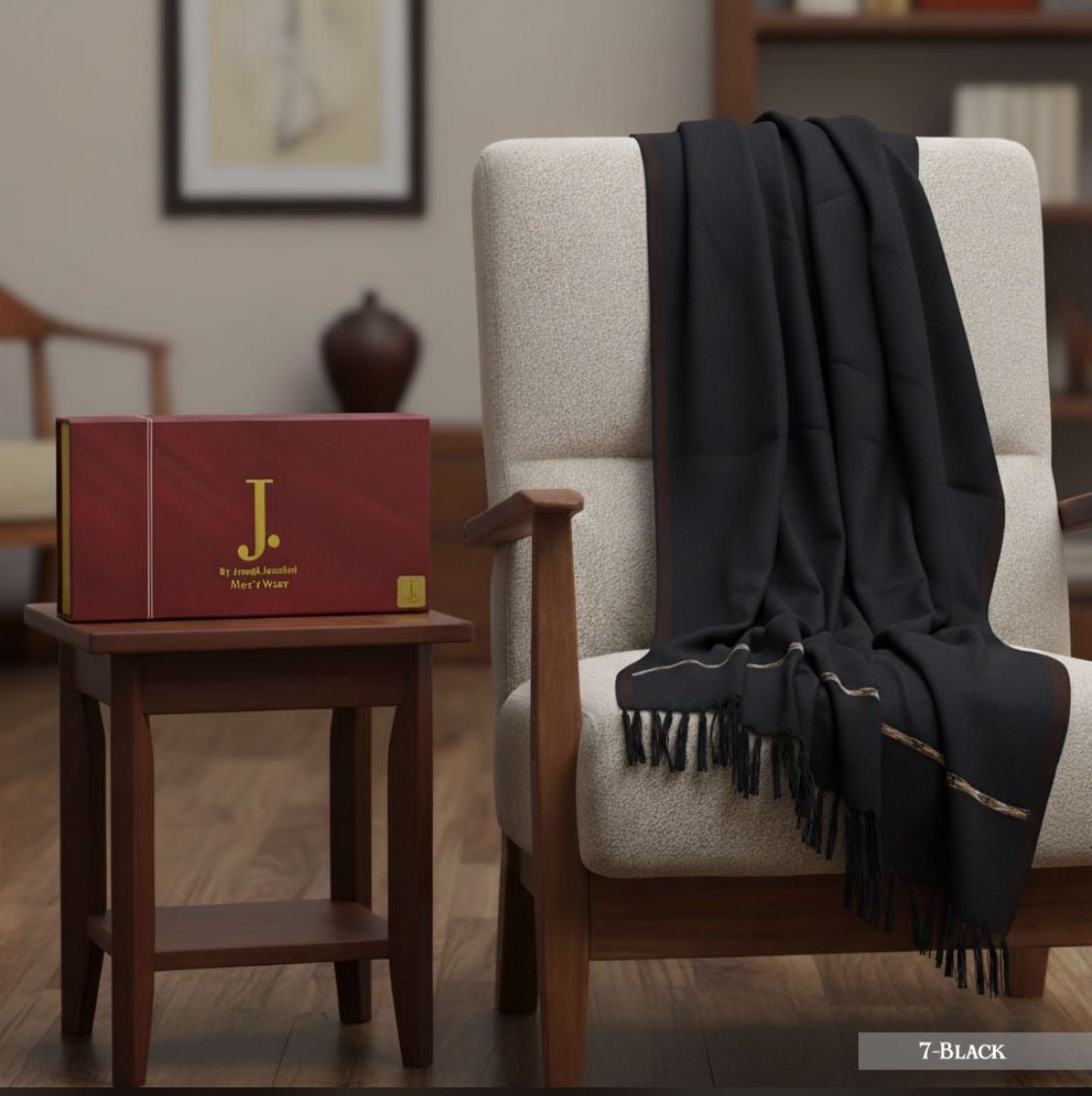 J. premium Men’s shawl with premium Box (black)