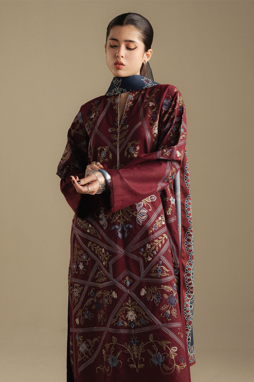 Coco by Zara Shahjahan Winter Unstitched Dhanak  3Pc Suit (HR0010)