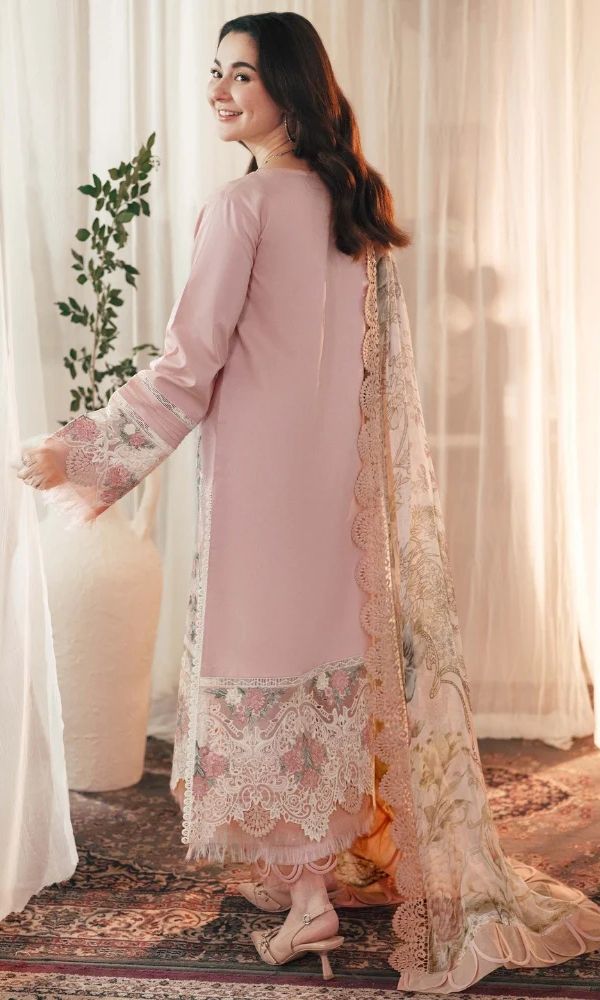 ZARA SHAHJAHAN - 3PC DHANAK EMBROIDERED SHIRT WITH TWILL PRINTED SHAWL AND TROUSER -