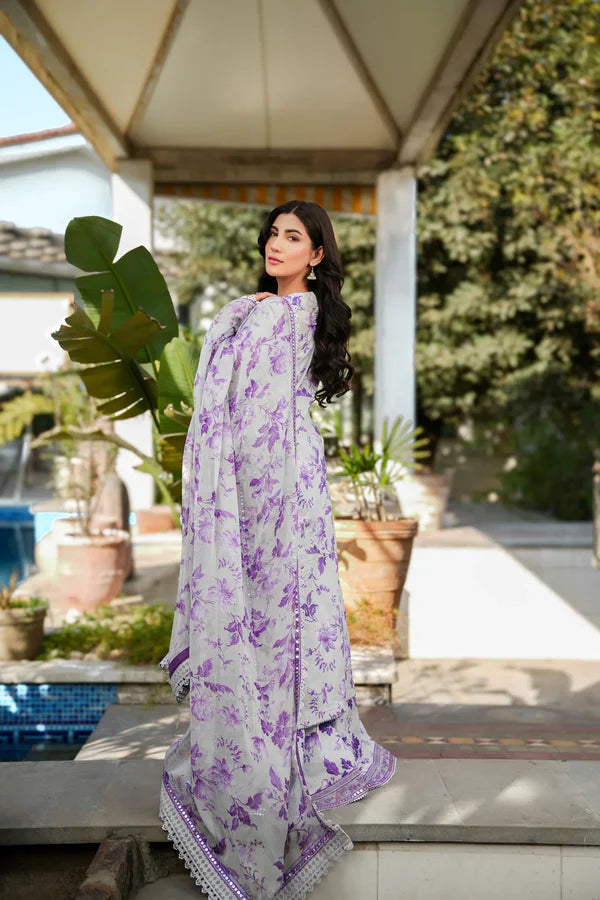 Aneela's Embroidered & Printed Lawn 3 Piece Dress - (HR0078)