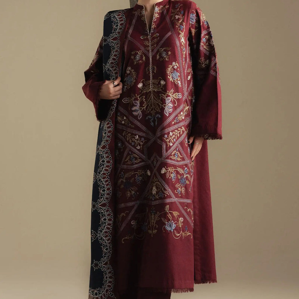Coco by Zara Shahjahan Winter Unstitched Dhanak  3Pc Suit (HR0010)