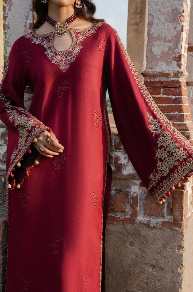 Izel - Winter 3PC Dhanak Embroidered Suit - HR005