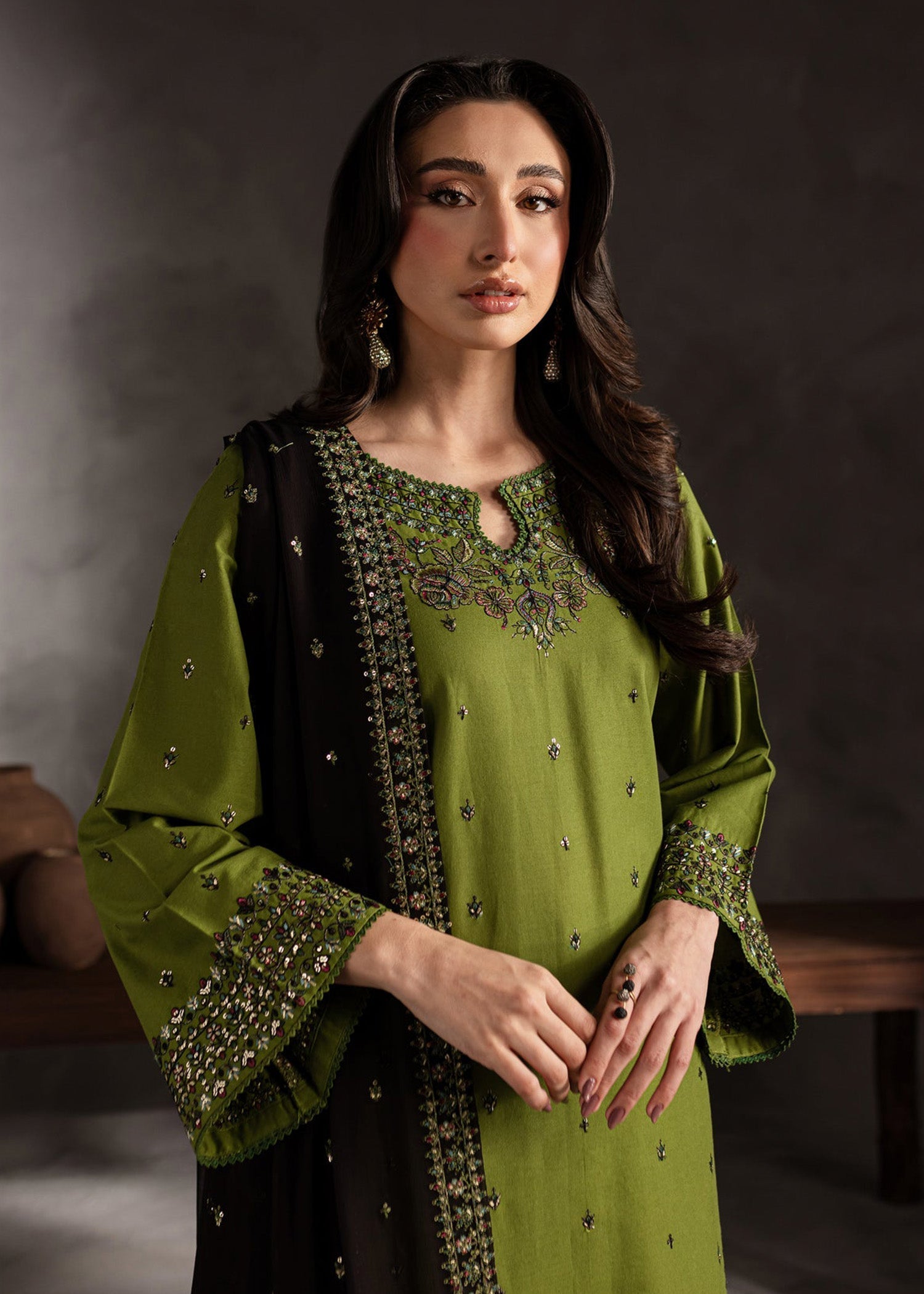 “BATIK”
Winter Collection DHANAK 3pc
FRONT FULLY EMBROIDERED
HEAVY SEQUENCE EMBROIDERED-