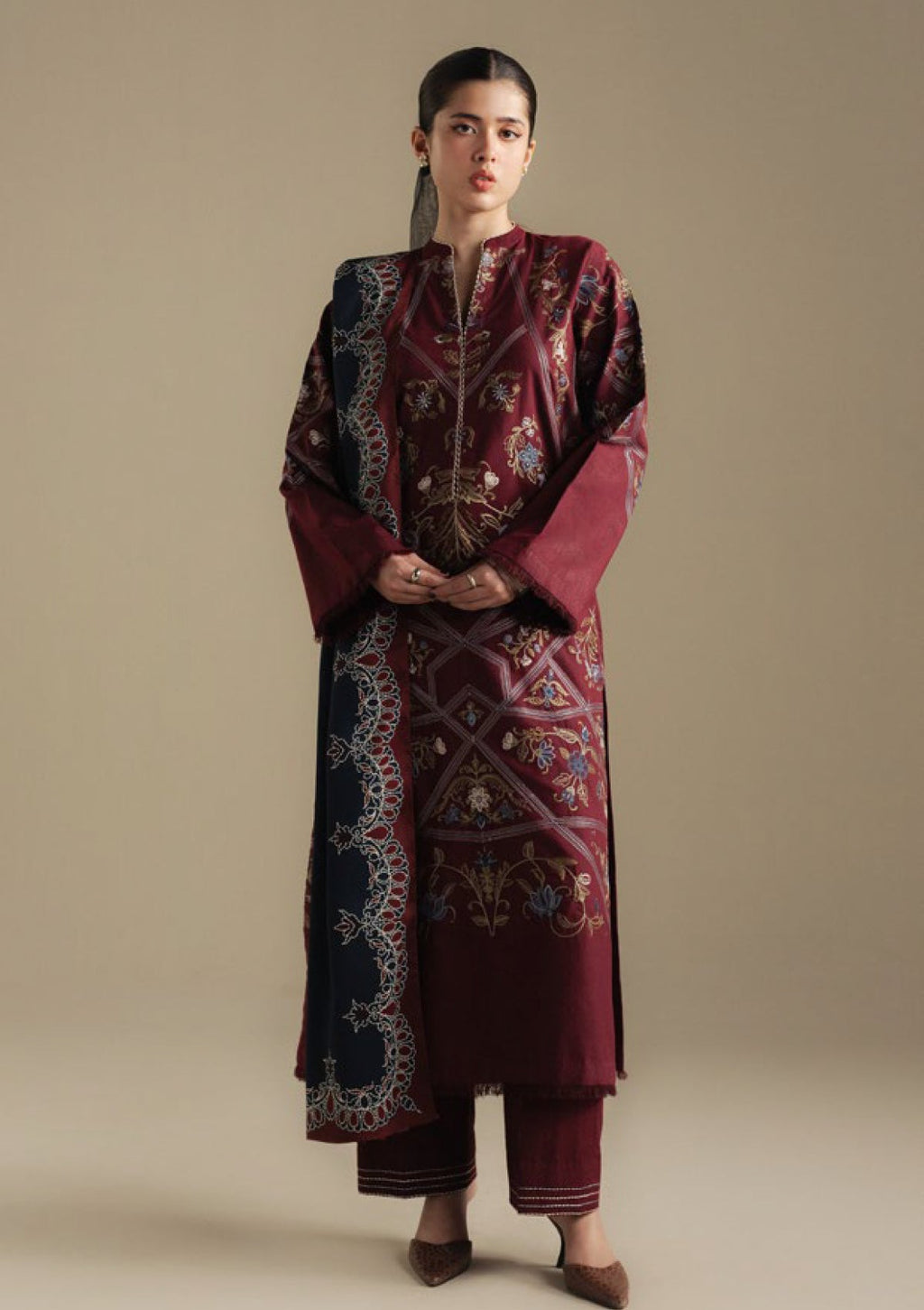 Coco by Zara Shahjahan Winter Unstitched Dhanak  3Pc Suit (HR0010)