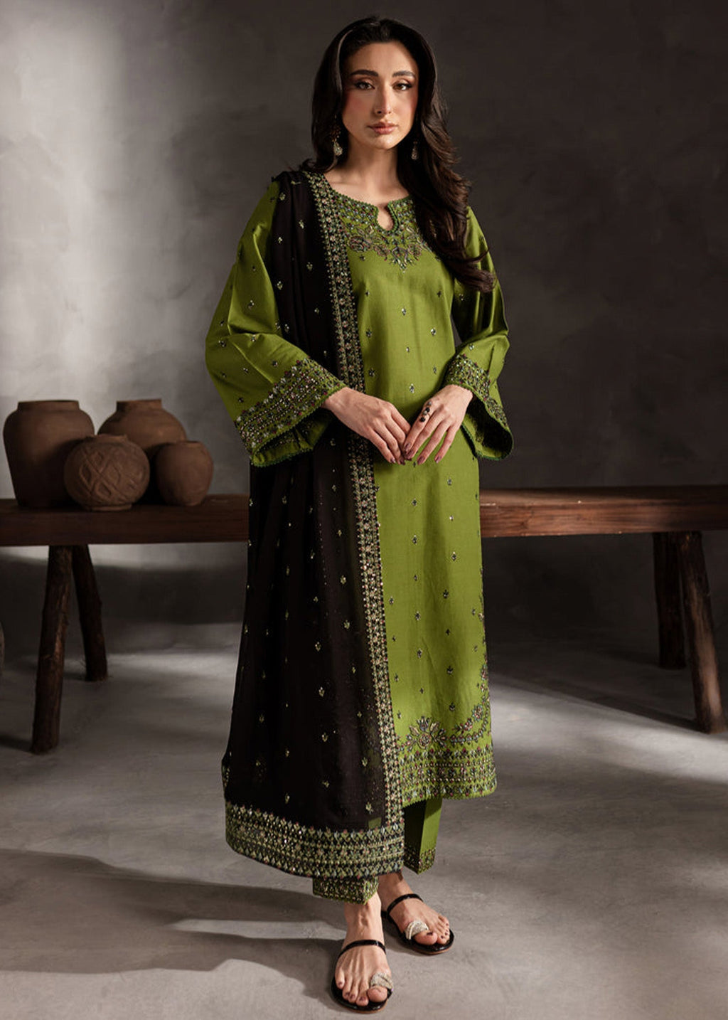 “BATIK”
Winter Collection DHANAK 3pc
FRONT FULLY EMBROIDERED
HEAVY SEQUENCE EMBROIDERED-