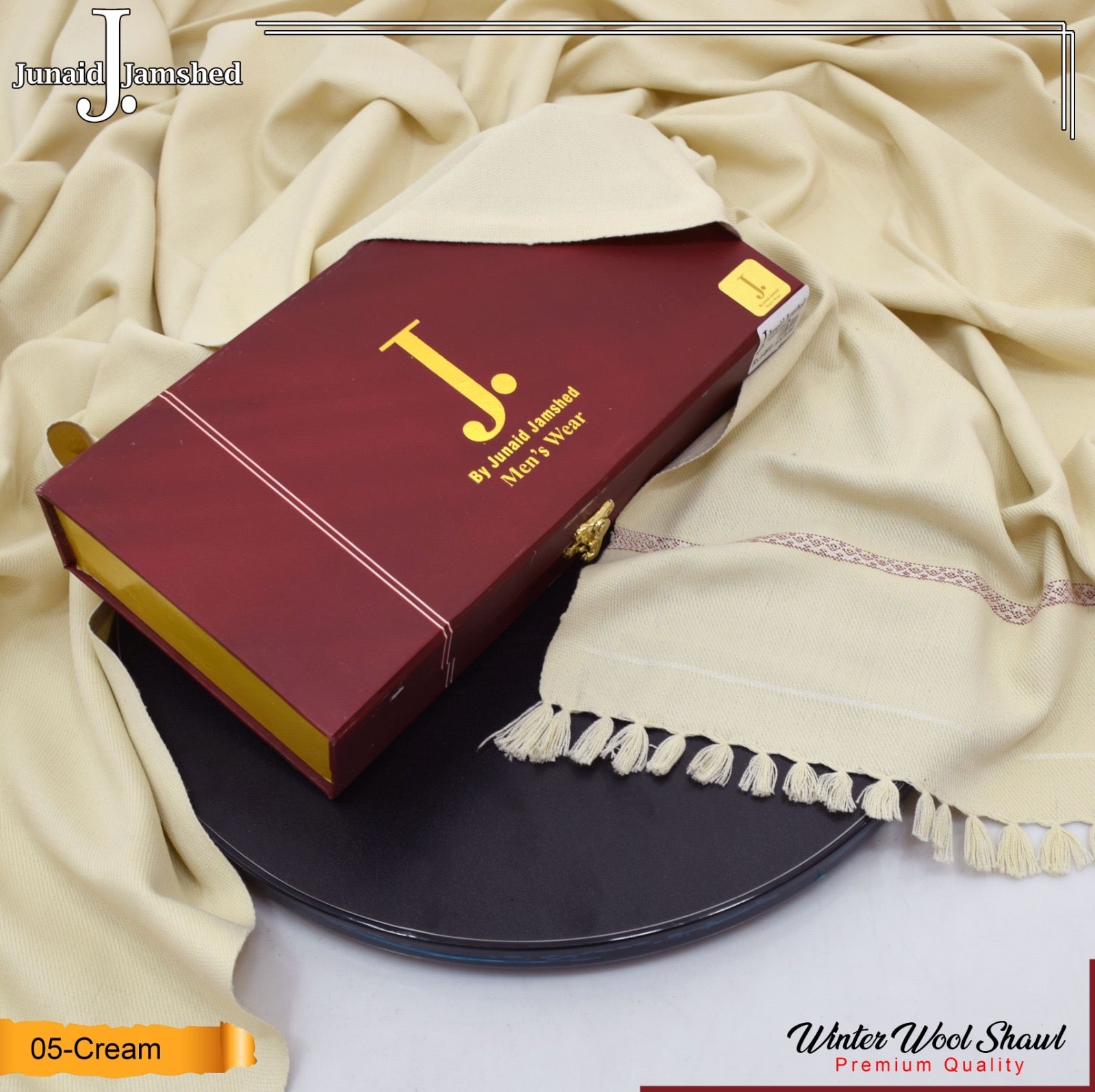J. Premium Men’s shawl with premium box (cream)