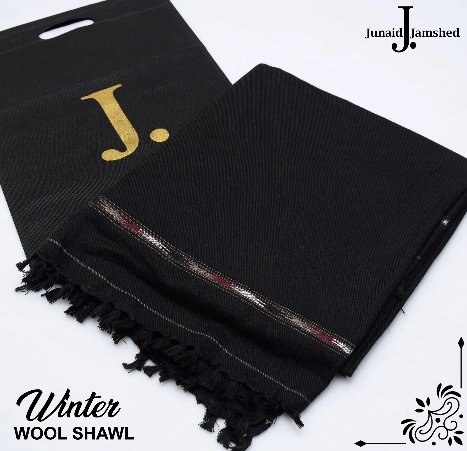 J. Premium Men’s shawl with beg packing (black)