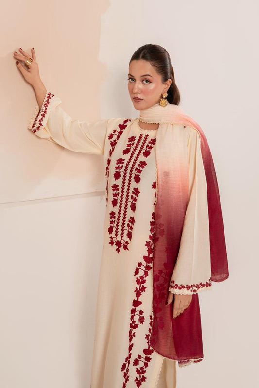 Aizal Luxury 3-Pcs winter Embroidery Dress (HR009)