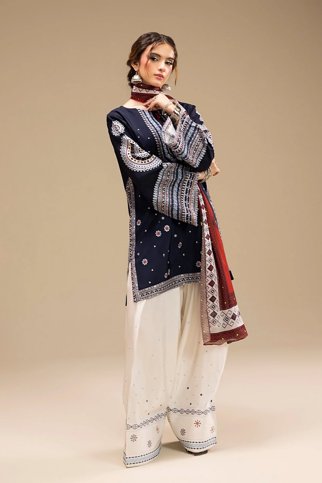 JAZMIN - UNSTITCHED 3PC DHANAK EMBROIDERED SUIT
