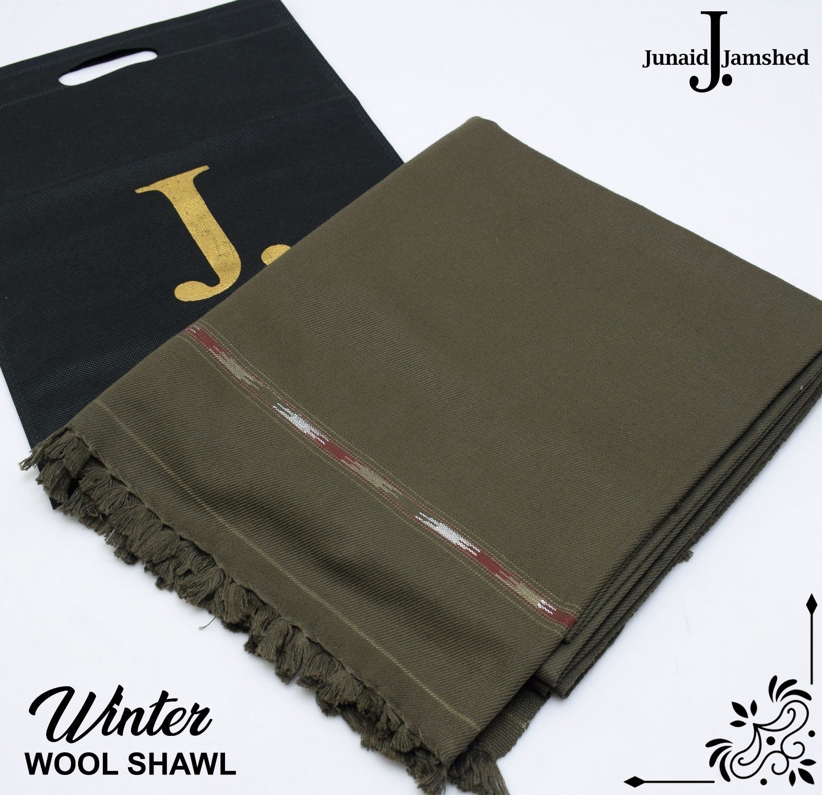 J. Premium Men’s shawl with beg packing (army Green)