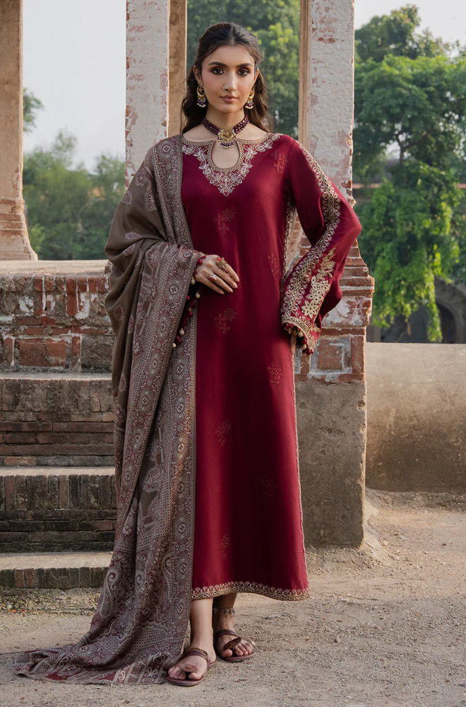Izel - Winter 3PC Dhanak Embroidered Suit - HR005