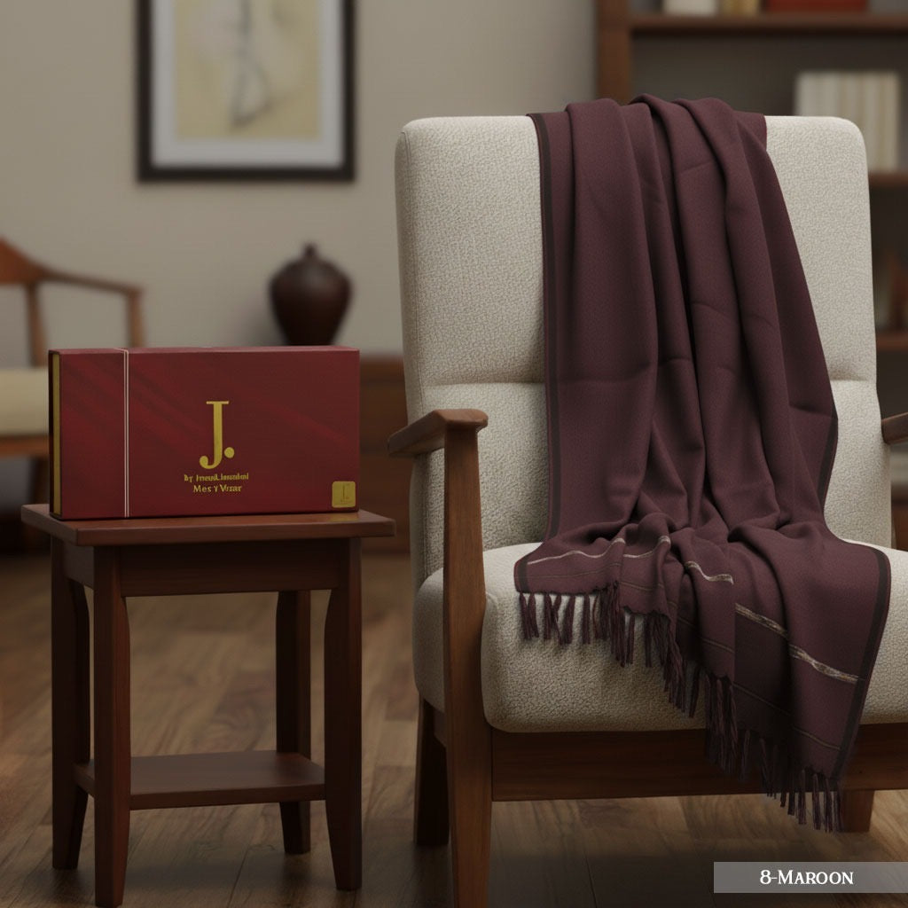 J. Premium Men’s shawl with premium box (Mahroon)