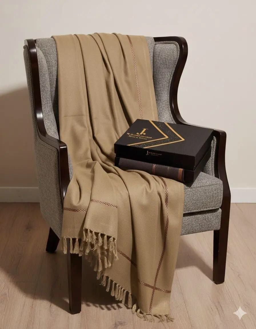 J. Premium Men’s wool shawl with box packing