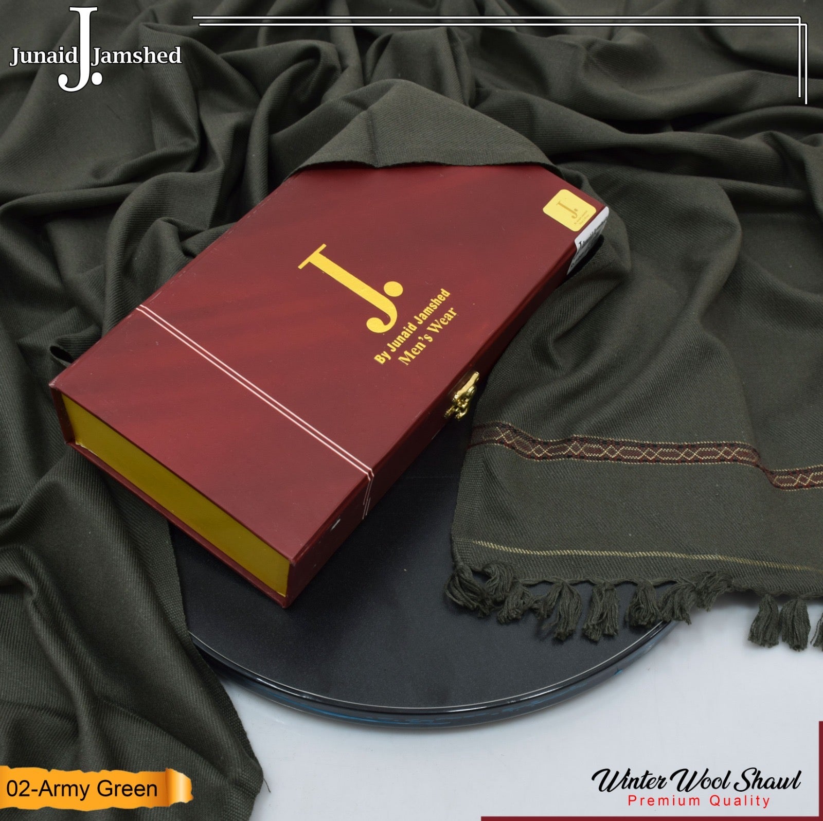 J. Premium men’s shawl with premium box (army Green)