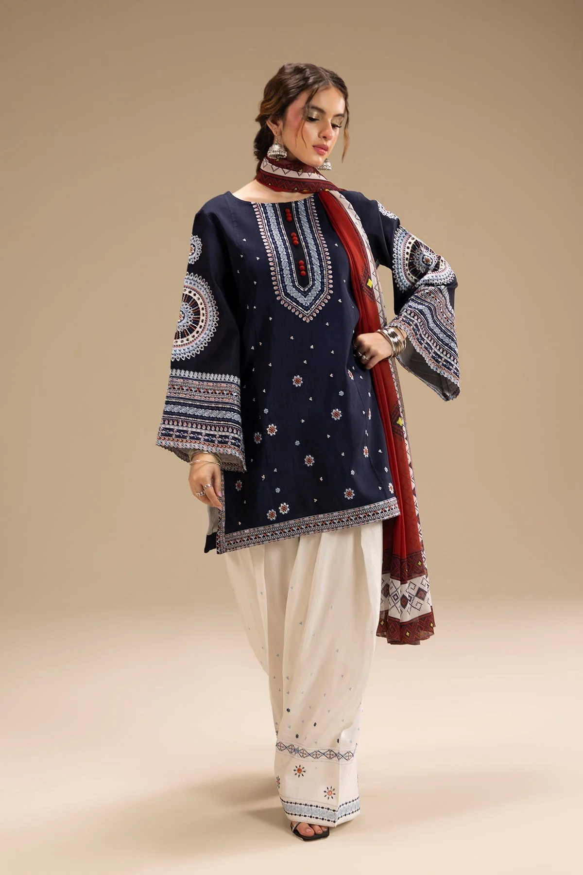 JAZMIN - UNSTITCHED 3PC DHANAK EMBROIDERED SUIT