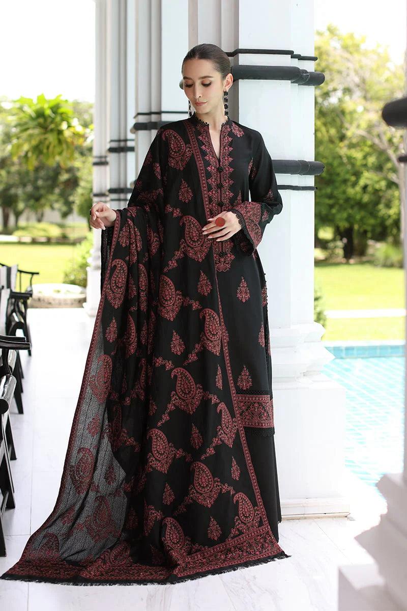 Bareeze 3PC Embroidered Dhanak Suit with Heavy Embroidered shawl-