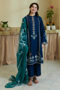Zara Shahjahan 3Pc Luxury Embroidered Danak with Printed wool Dupatta - HR007